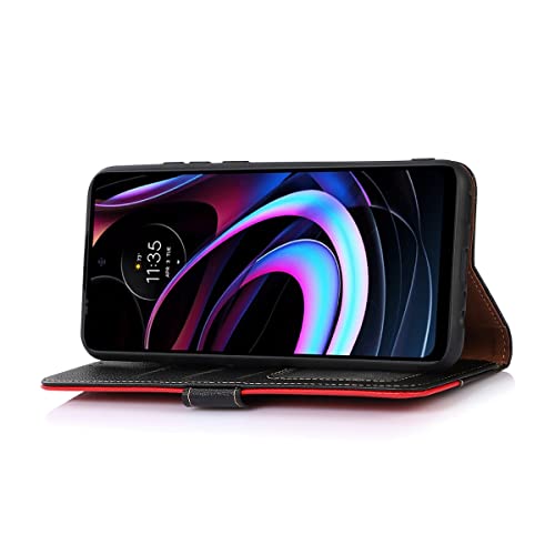 MOONCASE Capa Para Motorola Edge 20 Pro,Capa Couro PU Macio à Prova de Choque Com Slot Cartão E Supo