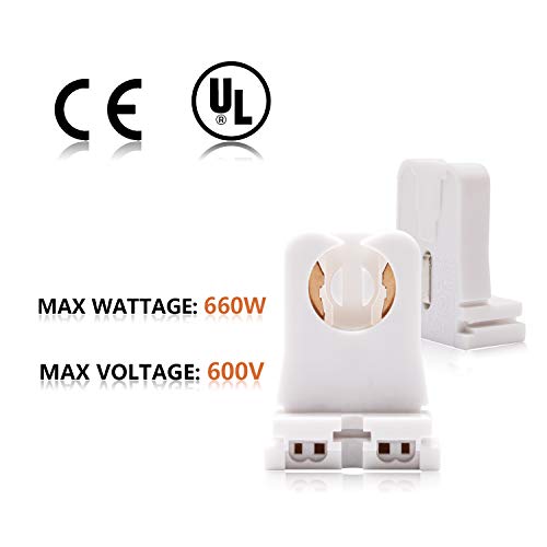 Non-Shunted Turn Type T8 Lamp Holder Jackyled 50-Pack Ul Socket Tombstone For Led Fluorescent Tube Replacements Medium Bi-Pin Socket For Programmed Start Ballasts #TOP1