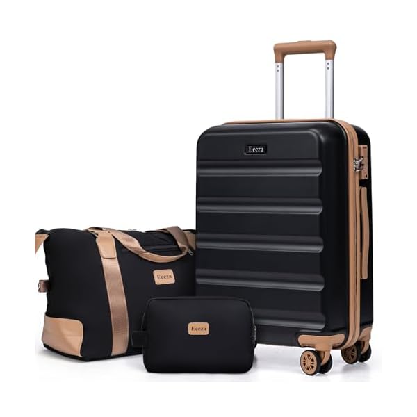 Luggage Sets 3 Piece,Suitcases with Wheels,Carry On Luggage Set,ABS Hard Case Luggage with TSA Lock Spinner Wheels(3 Piece Sets,Black(20"/DB/TB))