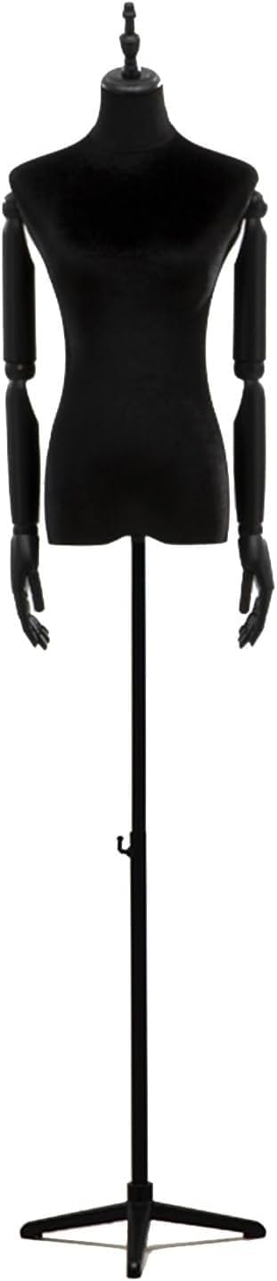 Maniquí de escaparate ajustable con base metálica estable para lucir vestidos y joyas