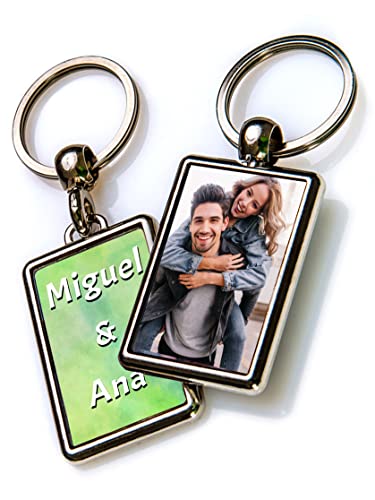 El Cajon Friki Llavero Personalizado con Foto o texto Regalos originales para Mujer y Hombre Llavero Metálico Rectangular Personalizado por 2 Caras con Fotos Imágenes Nombres Textos Cover