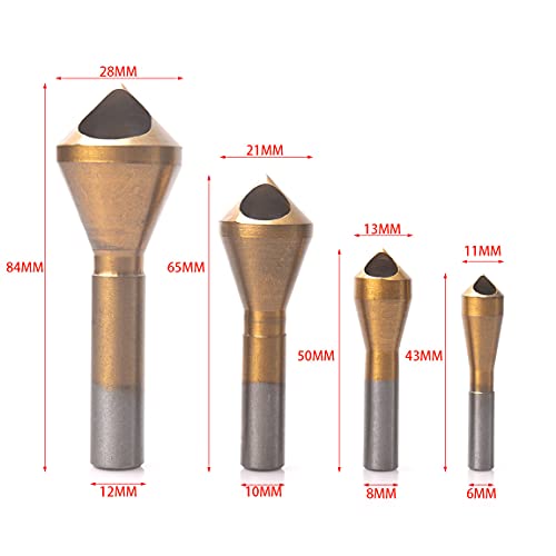 Atoplee Countersink Drill Bit Set,4Pcs 90 Degree High Speed Steel Titanium Counter Sinker Drill Bits For Wood,Metal, Fiberboard, Plywood, Plastic, Pvc #TOP1