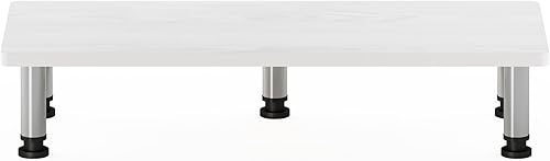 Miniatura 5 de Furinno Turn-N-Tube - Soporte elevador para monitor, roble blanco, tubos de acero inoxidable