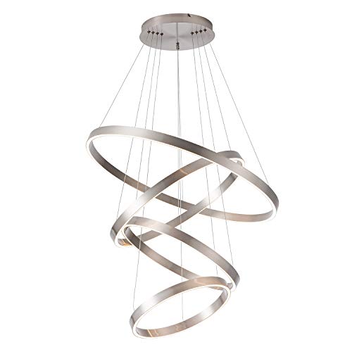 Best Cyber Deals 🔥 MADEM LED Modern Chandelier 4-Ring Circular Dimmable Pendant Light Flush Mount Pendant Lighting for Living Room Dining Room, Bedroom,3000K Warm White,Brush Nickel