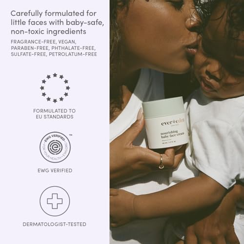 Image of Evereden Nourishing Baby Face Cream 1.7 oz. | Non-Toxic and Fragrance-Free Face Lotion | Rich, Non-Greasy Baby Moisturizing Cream | Face Moisturizer with Clean Ingredients
