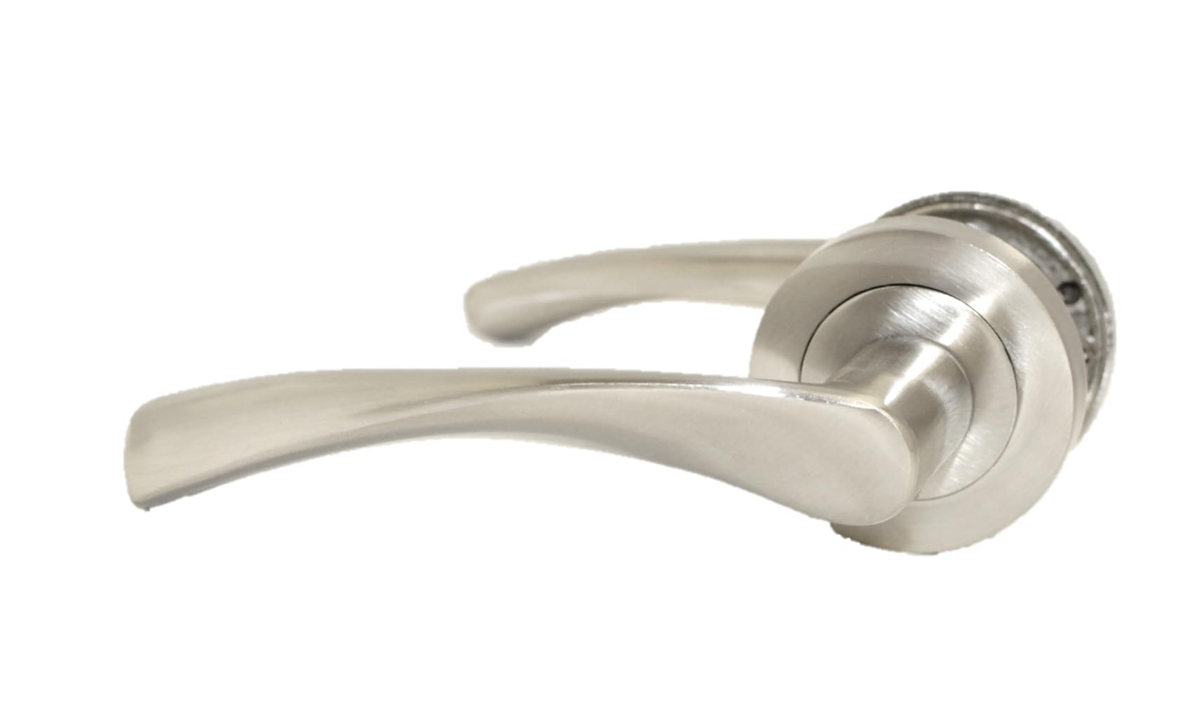 Epsom Door Handle Internal Satin Nickel Twist Door Handle Set, Interior Latch Lever on Rose, Door Latch Satin, Door Handle Latch, Bedroom, Front Door Pair (1 Pair of Handles)