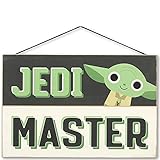 Open Road Brands Disney Star Wars Jedi Master Hanging Wood Wall Decor - Fun Mandalorian Yoda Sign...