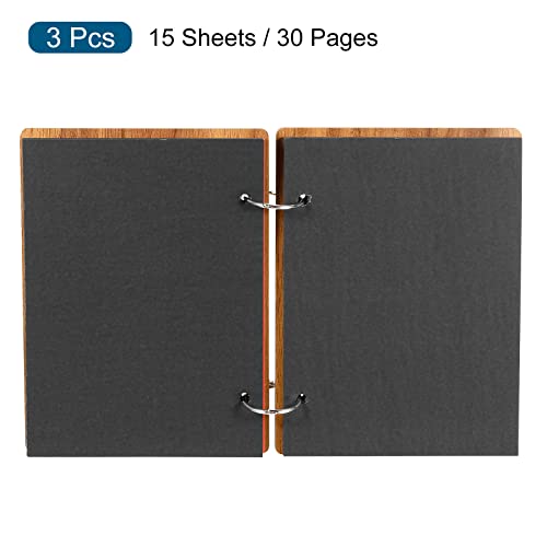 Álbum de recortes de madera PATIKIL, 3 unidades, 6x4 pulgadas, para fotos, libro de visitas, álbum de memoria DIY, con 15 páginas negras, ideal como regalo para Navidad, aniversario o cumpleaños miniatura 3