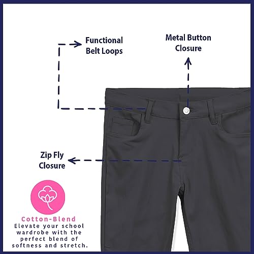 Image of Girls 4-20 Stretch Fabric Adjustable Waist Skinny School Pant