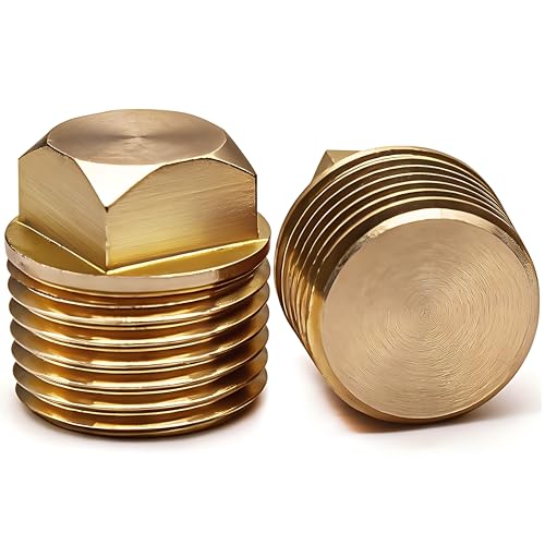 1/2 Inch NPT Solid Brass Boat Drain Plug Leak-Resistant Saltwater Corrosion Resistant Marine Garboard Plug for Most Boat Hulls Transom Powerboats and Deck Boats (2)