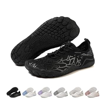 GemChve Scarpette da Scoglio Uomo & Scarpe da Scoglio Donna Suola Antiscivolo a 5 Dita Drenaggio Rapido Scarpe Barefoot Leggere per Escursionismo Crossfit BlackGrey 42 EU