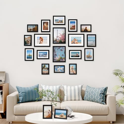 Image of Vittanly Picture Frames Set of 20, Picture Frames Collage Wall Decor for Wall Mounting or Tabletop Display, Gallery Wall Frame Set with 4Pcs 8x10, 8Pcs 5x7 and 8Pcs 4x6, Black