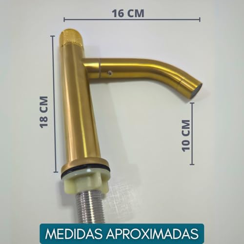 Torneira de Banheiro Lavabo em Metal Aço Inox 304 Arejador Cor Dourado Fosco, Design Moderno