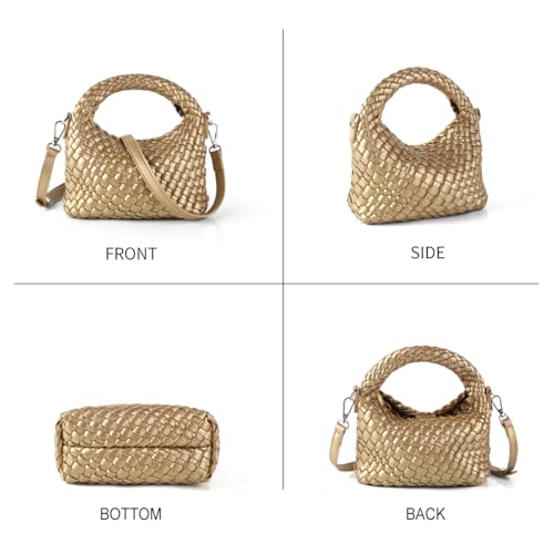 Image of Maydear Woven Purse for Women, Small Top Handle Handbag with Detachable Shoulder Strap, Crossbody Bag
