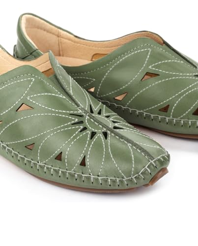 Image of PIKOLINOS Jerez 578-7399 Women's Slip-On Moccasins - Premium Calfskin Leather - Removable Cushioned Insole, Elastic Fit, Lightweight Everyday Comfort and Support