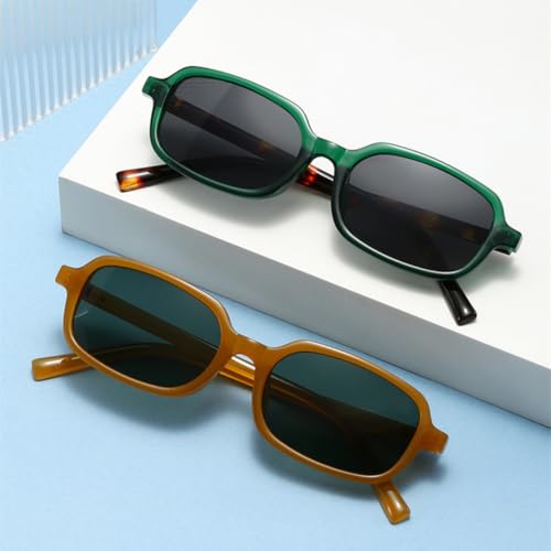 Lunettes de soleil rectangulaires UV400 tendance rétro avec rivets champagne