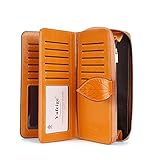 Yafeige Large Luxury Women's RFID Blocking Tri-fold Leather Wallet Zipper Ladies Clutch Purse(Brown)