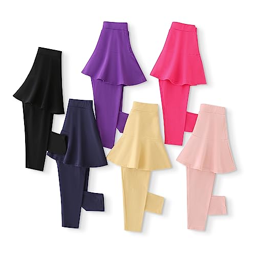 Image of StyleSavvy Trendy Girls' Leggings with Skirt - 2 Pack of Cotton Ruffle Skirt Pants for Kids for 3-8 Years