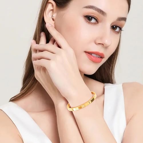 Stainless Steel Full Diamond Love Bracelet, Bangle Bracelets for Women, Female Jewelry Friendship Love Bracelet Christmas Birthday Valentine's Day Wedding Couple Gift4