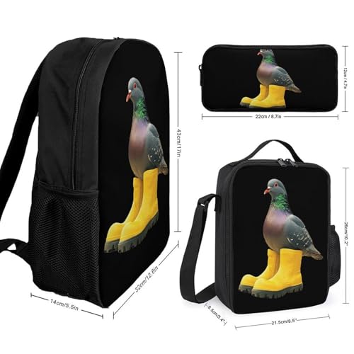Pigeon Wearing Yellow Boots Large Travel Backpacks Carry on Backpack Weekender Bag with 2 Storage Pockets for Men And Women2