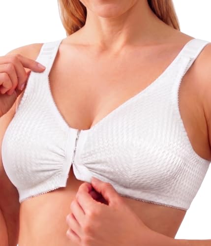 Carole Martin Wirefree Front Closure Bra for Women with Adjustable Straps White