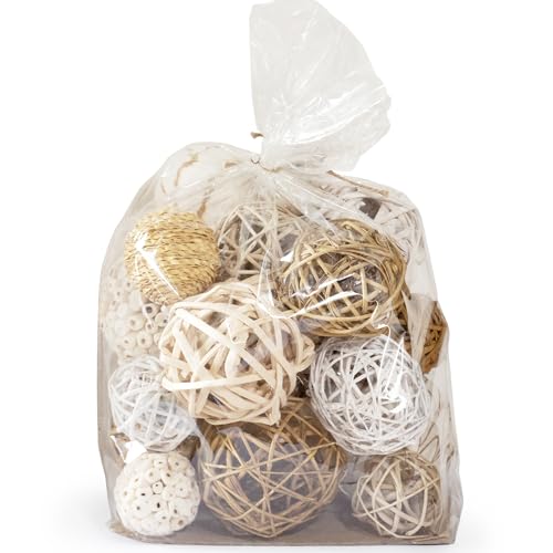 Image of ANDALUCA Large Decorative Vase Filler Bag with Orbs, Balls (Beige)