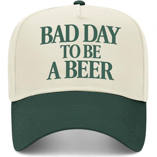 Bad Day to Be A Beer V2 Vintage Trucker Hat | Funny Premium Snapback Baseball Hat for Men & Women (US Alpha One Size Green/Natural)