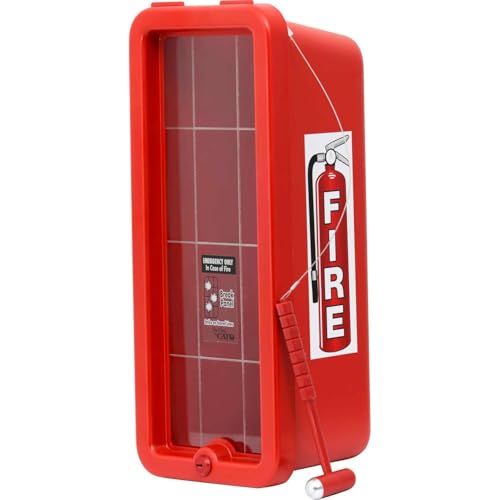 Image of Fire Extinguisher Cabinet for 10 lb Extinguisher – Model 11051-H, Red Plastic, Wall Mount Case with Hammer & Cylinder Lock – Chief Brand