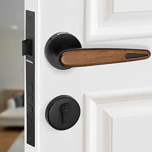 Plantex Main Door Lock/Mortise Lock for Door with 3 Years of Warranty - Robust Door Lock for Home with Brass Lock Body & Cylinder(034-Black & Wood Finish)