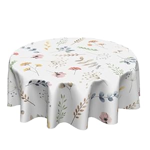 Spring Summer Leaf Floral Tablecloth Round 60 Inch Rustic Watercolor Flower Leaves Decorative Table Cloth Washable Wrinkle Stain-Resistant Polyester Farmhouse Table Cover For Party Picnic Dinner Spring Summer Leaf Floral Tablecloth Round 60 Inch Rustic Watercolor Flower Leaves Decorative Table Cloth Washable Wrinkle Stain Resistant Polyester Farmhouse Table Cover For Party Picnic Dinner