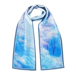 ZIMASILK 100% Mulberry Silk Scarf for Women 58.5″x6.3″ Neck Scarves – Printed Long Shawls Head Scarf Oblong Hair Wraps
