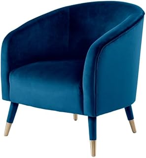 Bellucci Navy Blue Contemporary Tub Chair with Upholstered Legs and Brass Feet caps/Designer, Modern, Cosy, Cocktail, Accent, Club Seat, for Home, Hotels, Bars and Restaurants