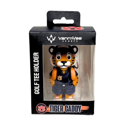 VannyVee Sports NCAA College Mascot Golf Tee Holders, Includes 8 Golf Tees, Fun Golf Accessory, Stylish Golf Bag Add-On, Unique Golf Gift for Men & Women (Auburn Tigers)