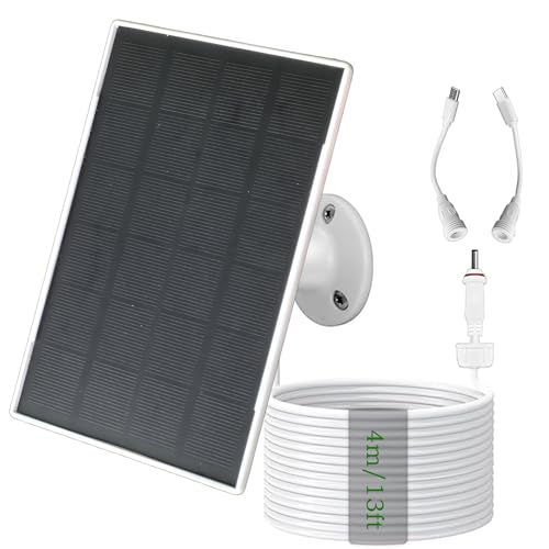 Pannello solare da 3W/5V con batteria integrata da 6000mAh, porte DC/USB-C/Micro USB, ricarica multi-dispositivo, compatibile con Ring, eufy, Reolink, Blink e altre telecamere, nonché dispositivi a