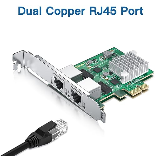 Image of 2.5Gbase-T PCIe NIC with Realtek RTL8125 Chip, 2.5Gb Network Card, 2500 /1000 /100 Mbps,Dual RJ45 Ports, PCIe X1, Ethernet Card for Windows /Windows Server /Linux