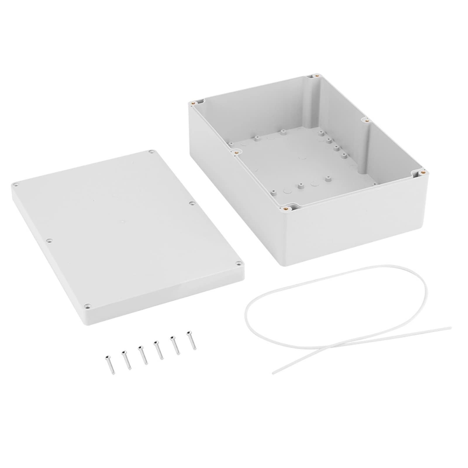 Wodoszczelna puszka przyłączeniowa IP65, 26,3 x 18,5 x 9,5 cm, biała obudowa z tworzywa sztucznego, elektryczne pudełka na projekty, ze śrubami, do skrzynki sterującej, szafy