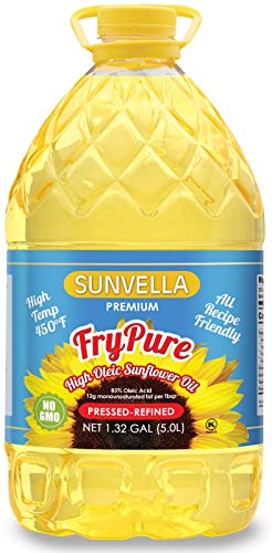 SUNVELLA FryPure Non-GMO High Oleic Sunflower Oil, Pressed-Refined 1.32 GAL (5.0L)