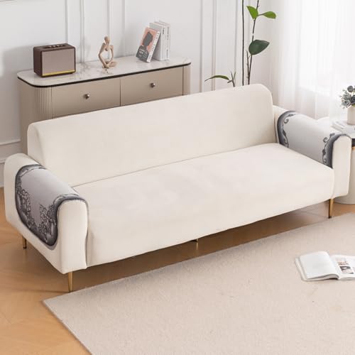 Image of HOKIPO HeavenHue Fleece Backed Sofa Armrest Cover 2 Pc, Twilight Lace