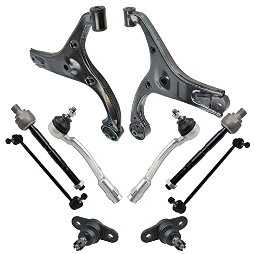 TRQ Front Steering & Suspension Kit Ball Joint Control Arm Sway Bar Stabilizer Link Tie Rod Compatible with 2006-2011 Kia Rio Rio5