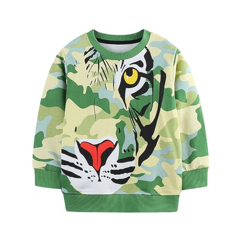Toddler Boys Long Sleeve Shirts 3D Tiger Sweatshirt Camo Casual Wear