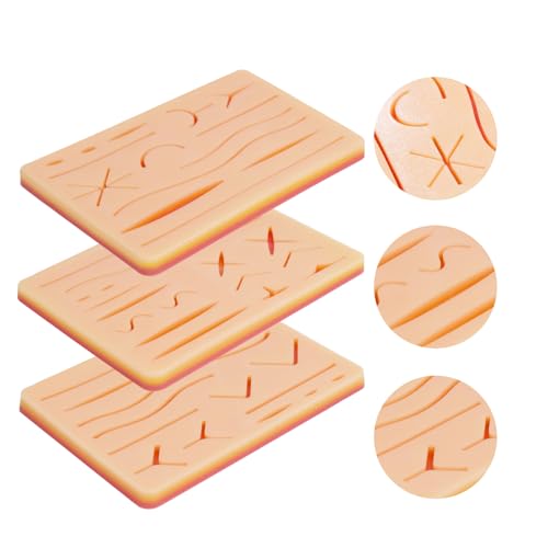 3-Piece Suture Pad, Suture Practice Pad with Various Wound Shapes, Suture Practice Kit, Suitable for Medical, Veterinary Medical Staff Training and Practice (Combination Three)
