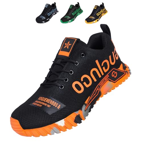 artSew Zapatos de Seguridad para Hombre Ligero Zapatillas Trabajo Mujer Comodo Transpirables Calzado de Seguridad con Puntera de Acero para Construcción y Fábricas (Naranja, 41EU)