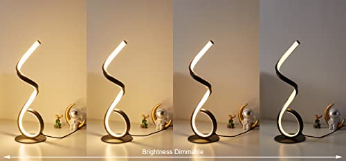 Skyeyarc Spiral Dimmable Led Table Lamp, Modern Bedside Lamp, Unique Nightstand Lamps, Contemporary Minimalist Lighting Design, Multiple Color Temperature Light, 12W, Black #TOP1