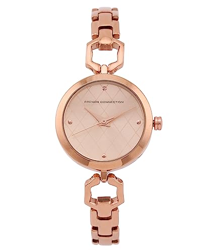 French Connection Gazellle Rose Gold Round Analog Watch with Rose Metal Strap for Women – FCN00092F French Connection Gazellle Rose Gold Round Analog Watch with Rose Metal Strap for Women – FCN00092F