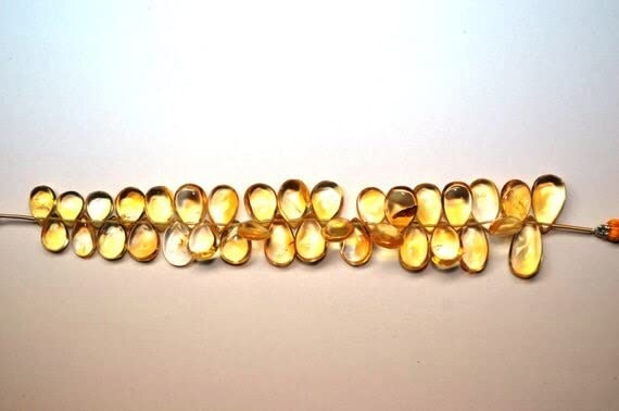 Citrine naturelle en perles poire briolette pour haute joaillerie créative