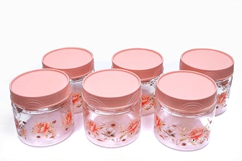 Image of Airtight Container Set, Plastic Container for Kitchen Storage Set, Small Spice and Grocery Storage Jar Box with Spoon, masala box storage organizer for pantry (Pink, 250 ml - 6 Piece)