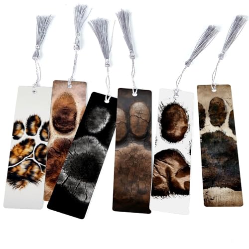 Marque-pages empreintes de pattes lot de 6 pour lecteurs et cadeaux