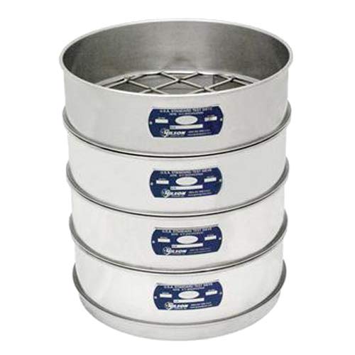 Gilson V12SI 1-1/4" Stainless Steel ASTM Round Test Sieve, 1-1/4" Opening Size, 12" Frame Diameter, Intermediate Height
