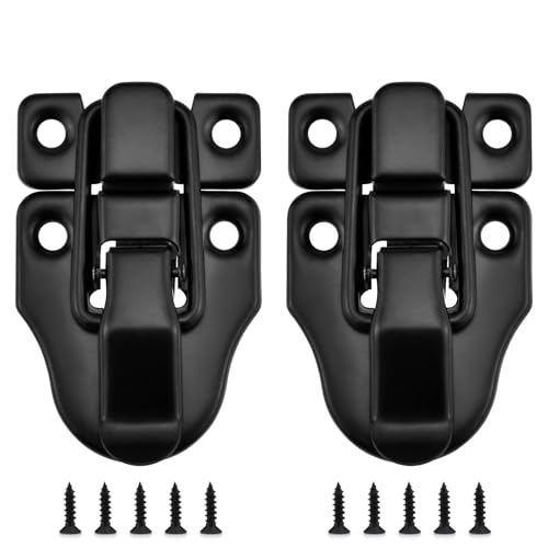 UBANU Toggle Hasp Latches Hardware with Hardening Screws 2 Pack Black Classical Duckbilled Tool Box Buckle Latch Locks Replacement for Cabinet Guitar Case Chest Jewelry Box Ordinary Wooden Box
