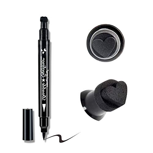 Eyeliner Stamp Wingliner, Waterproof Smudgeproof Liquid Eye Liner Gel Pen Set, Long Lasting Heart Black Thin Double Ended Pencil Makeup Tools for Women (D Heart)